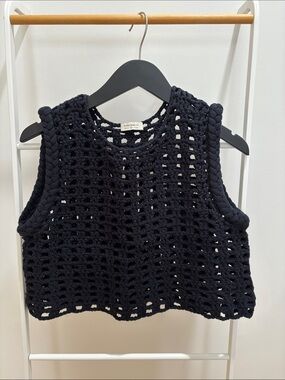 Black Crochet Knit Tank Top